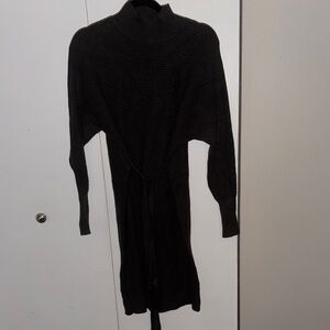 T Tahari Charcoal Turtleneck Sweater Dress